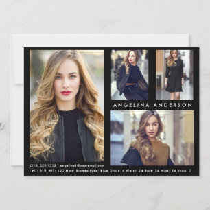 Modell Actor 4 Photo Comp Card - Blk Front