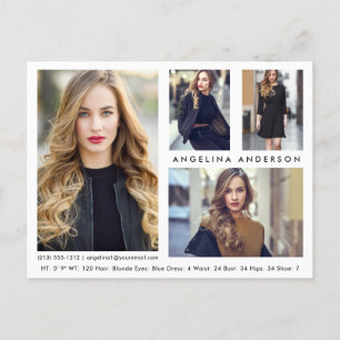 Modell Actor 4 Photo Comp Card - Wht Postcard Vykort
