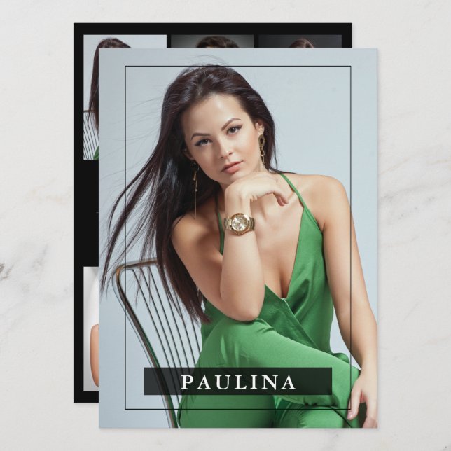 Modell Actor 5.5x7.5 Pro Comp/Zed Card 7 - foto Inbjudningar (Fram/baksida)