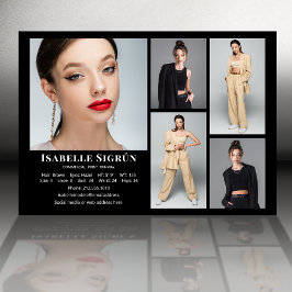 Modell Actor 5 Photo Comp Card-mall 5x7 svart Inbjudningar
