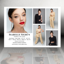 Modell Actor 5 Photo Comp Card-mall 5x7 vit
