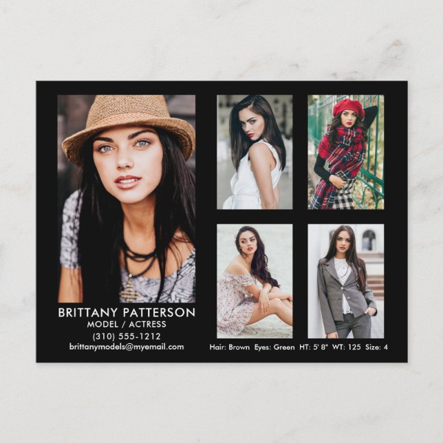 Modell Actor 5 - svart vykort för fotokomposition- (Framsida)