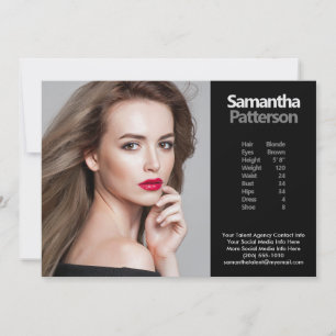 Modell Actor 5x7 Comp Zed Card 1-fotomall Inbjudningar