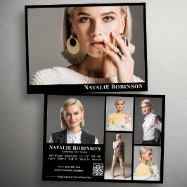 Modell Actor 6 Photo Comp Card-mall med QR Inbjudningar