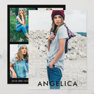 Modell Actor Comp Card - 3 fotobak - svart