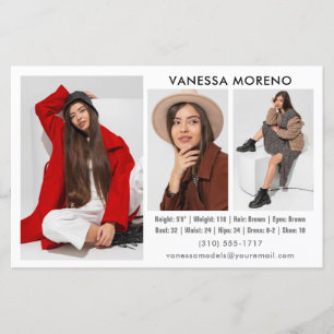Modell Actor Comp Card 3 fotovit fälla
