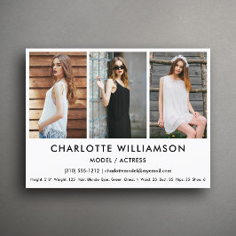 Modell Actor Comp Card 3 fotovitt vykort