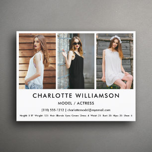 Modell Actor Comp Card 3 fotovitt vykort