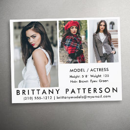 Modell Actor Comp Card 3-fotovykort - Vit Vykort