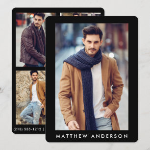 Modell Actor Comp Card - 3 Photo Back Blk R