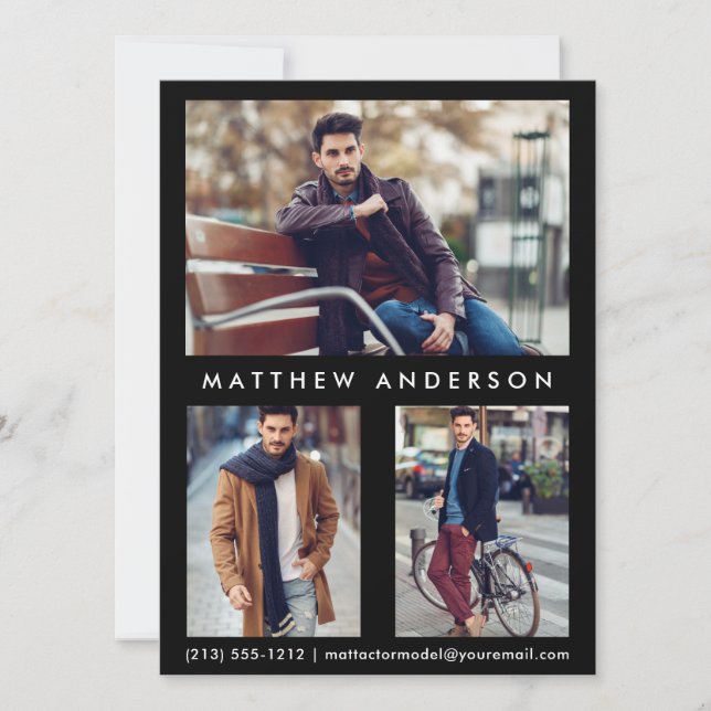 Modell Actor Comp Card 3 Photo - Front Black (Framsida)