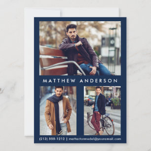 Modell Actor Comp Card 3 Photo - Front Blue
