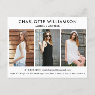 Modell Actor Comp Card 3 Photo Postcard Vit Vykort