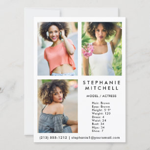 Modell Actor Comp Card 3 Photo Wht