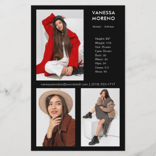Modell Actor Comp Card 3 - svart fotopapper