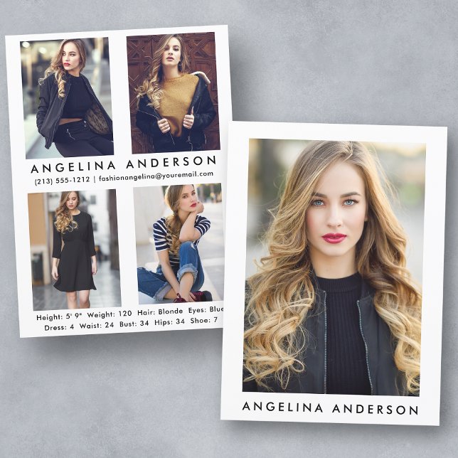 Modell Actor Comp Card - 4 fotobak (Customize to change background color, text size or text style.)