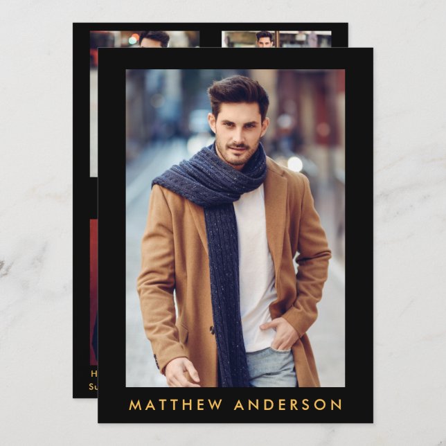 Modell Actor Comp Card - 4 fotobak Guld (Fram/baksida)