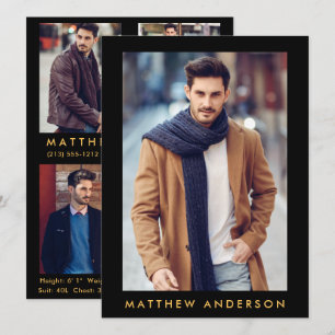Modell Actor Comp Card - 4 fotobak Guld