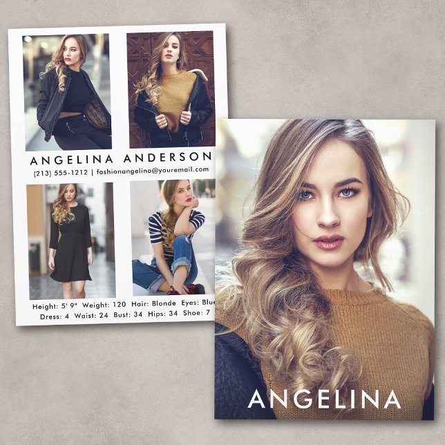 Modell Actor Comp Card - 4 Photo Back W (Customize to change background color, text size or text style.)