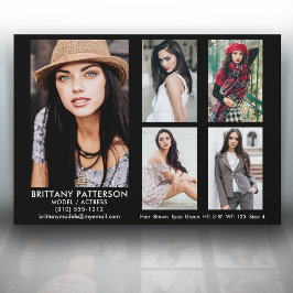 Modell Actor Comp Card 5 Photo 5x7 Blk Inbjudningar