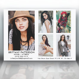 Modell Actor Comp Card 5 Photo White 5x7 Inbjudningar