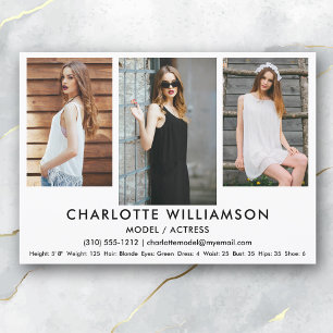 Modell Actor Comp Card 5 x 7 Wht 3-foto Inbjudningar