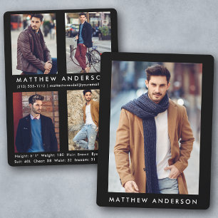 Modell Actor Comp Card Black - 4 Photo Back R