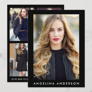 Modell Actor Comp Card Blk - 3 fotobak