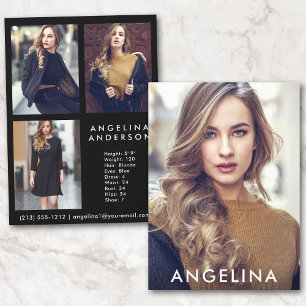 Modell Actor Comp Card Blk - 3 Photo Back W