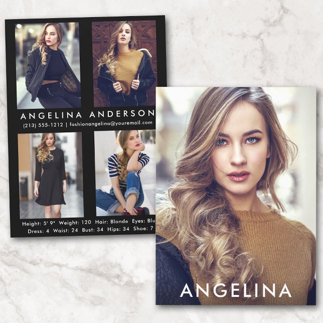 Modell Actor Comp Card Blk W-4 Photo Back (Customize to change background color, text size or text style.)