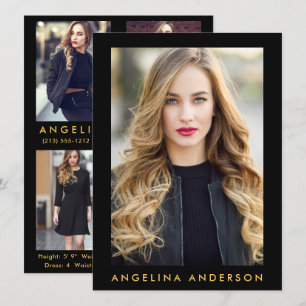 Modell Actor Comp Card Guld - 4 fotobak