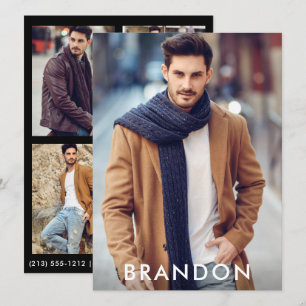 Modell Actor Comp Card Namn Wht - 3 Photo Back