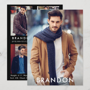 Modell Actor Comp Card Namn Wht - 4 fotobak