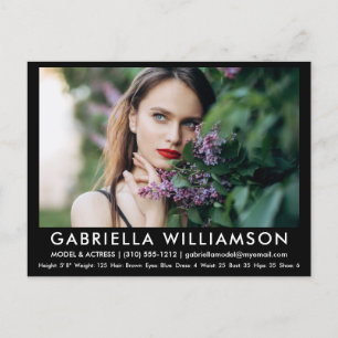 Modell Actor Comp Card Photo Black-vykort Vykort