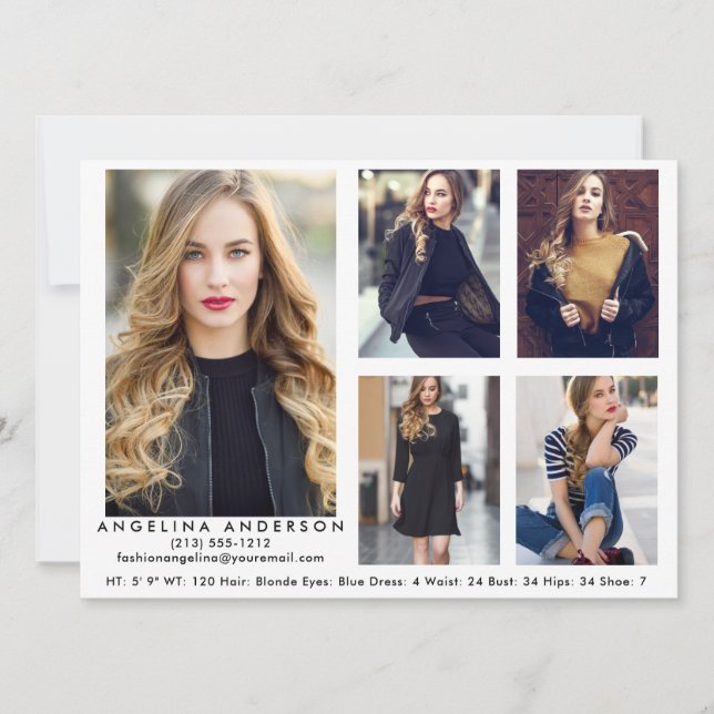 Modell Actor Comp Card Wht - 5 foton (Framsida)