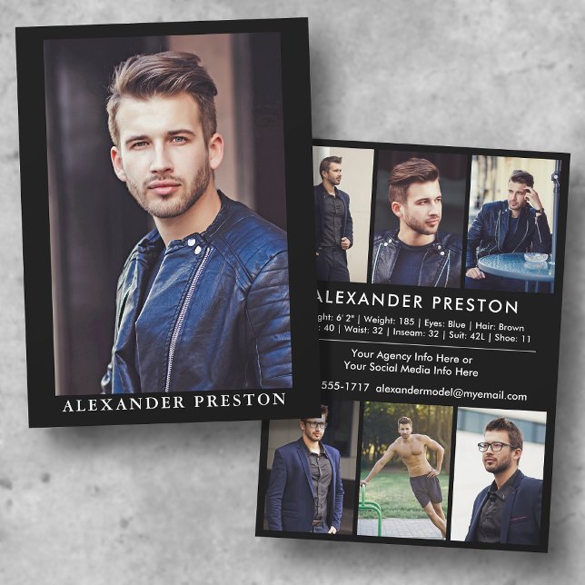 Modell Actor Comp Card Zed Card 7 Photo 5.5x7.5 Inbjudningar (Available in high quality print or digital download for quick messaging, email or self printing.)