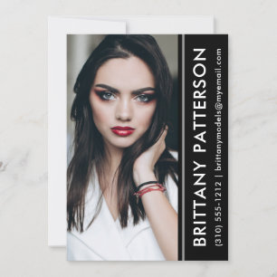 Modell Actor Photo Comp Card 5x7 Black Rand Inbjudningar