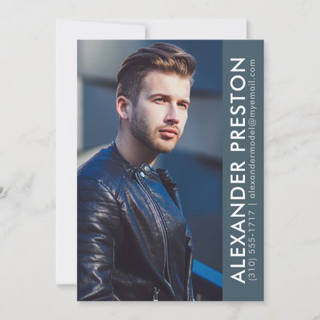 Modell Actor Photo Comp Card 5x7 Blue AP Inbjudningar (Framsida)