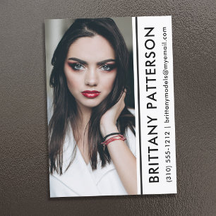 Modell Actor Photo Comp Card 5x7 White Rand Inbjudningar