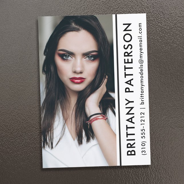 Modell Actor Photo Comp Card 5x7 White Rand Inbjudningar (Skapare uppladdad)