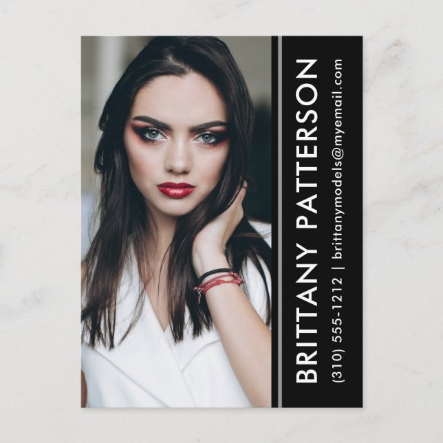 Modell Actor Photo Comp Card Black Rand-vykort Vykort (Framsida)