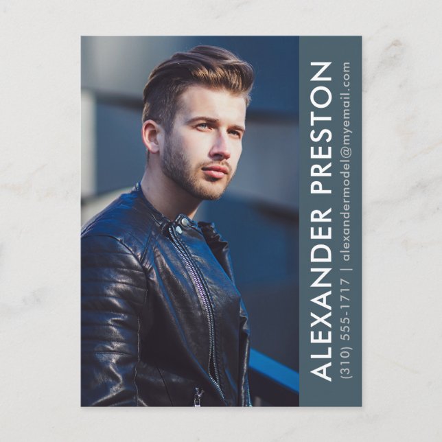 Modell Actor Photo Comp Card Blue AP-vykort Vykort (Framsida)