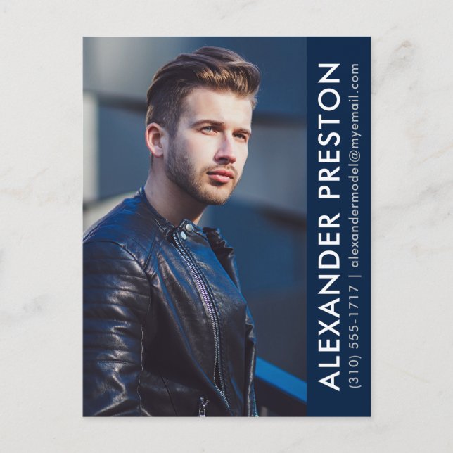 Modell Actor Photo Comp Card DK Blue AP-vykort Vykort (Framsida)