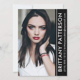 Modell Actor Photo Pro Comp Card Black Rand Inbjudningar