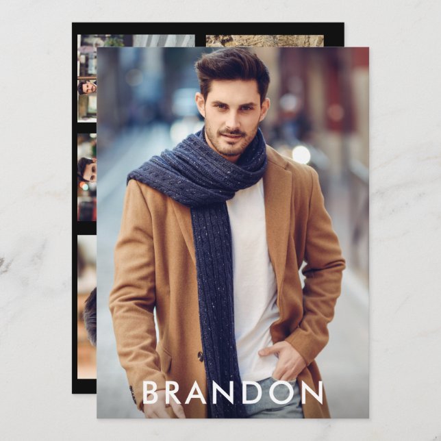 Modell Actor Pro Comp Card 5 - svart fotoutskrift (Fram/baksida)