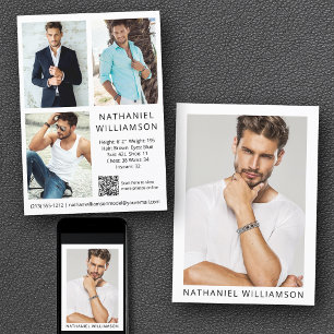 Modell Actor QR-kod 4 Photo Pro Comp Card Inbjudningar
