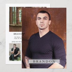 Modell Actor Zed Comp Card 5 Photo 5.5x7.5 Pro Inbjudningar