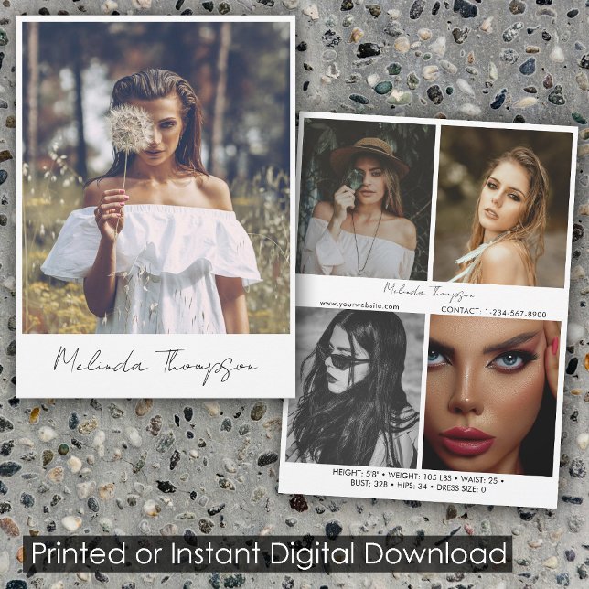 Modell Actress Modelling Comp Card 5 Photo White Inbjudningar (Model Actress Modeling Comp Card 5 Photo White)