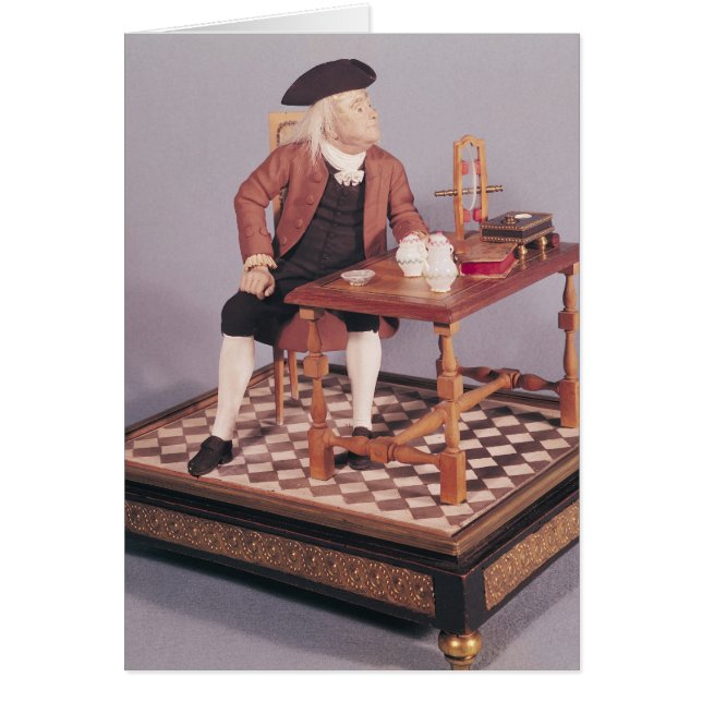 Modell Benjamin Franklin i bord Hälsningskort (Framsidan)