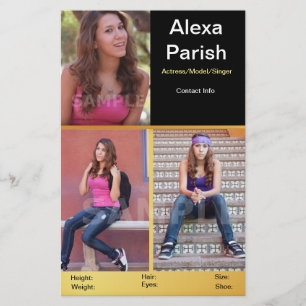 Modell för enkelsidigt komp-kort/Actor-mall Flygblad